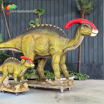 Αγορά Προσαρμοσμένο Animatronic Ντινόσαυροι προσομοίωση Parasaurolophus με το μωρό για την έλξη online manufacture